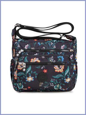 Women's Nylon Multi-Pocket Shoulder Bag Crossbody Satchel Tote